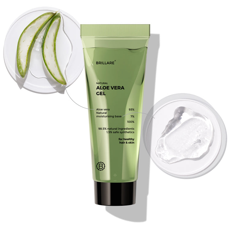 aloe vera gel mini Brillare Pure Aloe Vera Gel | Light Weight & Non-Greasy | For Hydrated Skin  & Healthy Hai | 99% Natural Aloe Gel