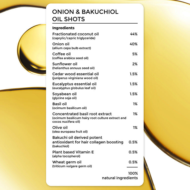complete ingredient list of Brillare Onion & Bakuchiol Oil Shots.