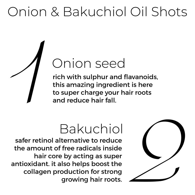key actives of Brillare Onion & Bakuchiol Oil Shots in text include: Onion Seed & Bakuchiol
