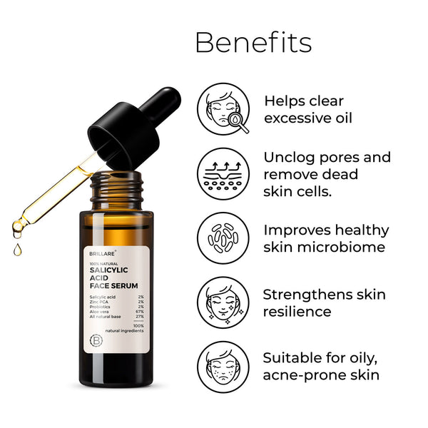 2% Salicylic Acid Face Serum with Ice Massager for  Acne-Prone Skin