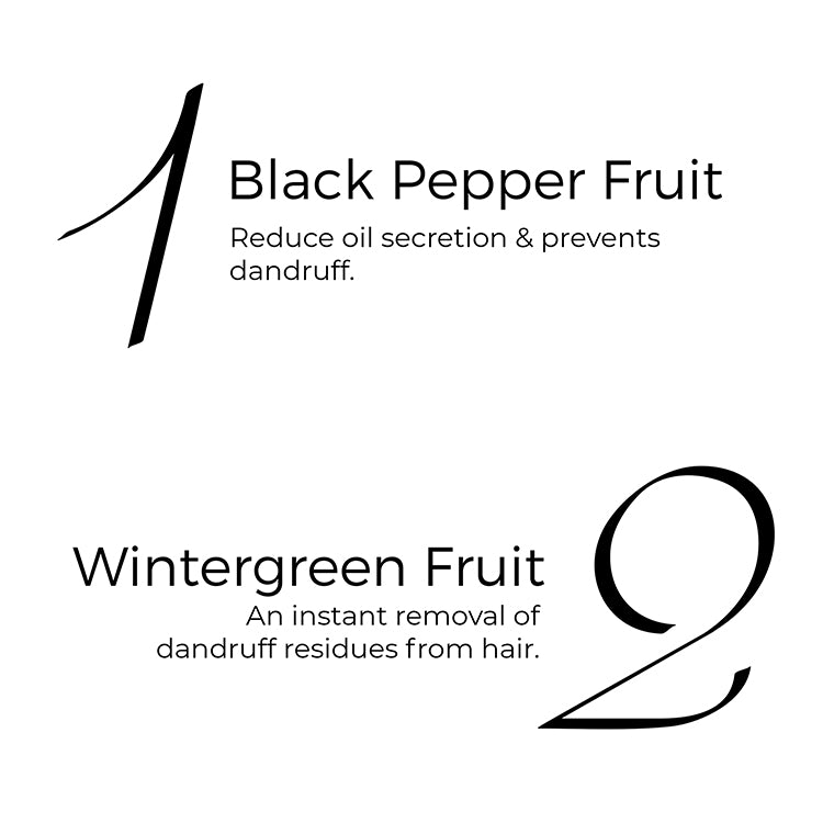 key actives of Brillare Dandruff Control Shampoo & Conditioner in text include: Black Pepper Fruit & Wintergreen Fruit