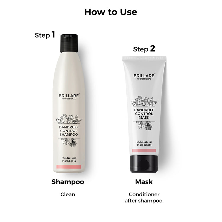 steps on how to use Brillare Professional Dandruff Control Shampoo & Conditioner.