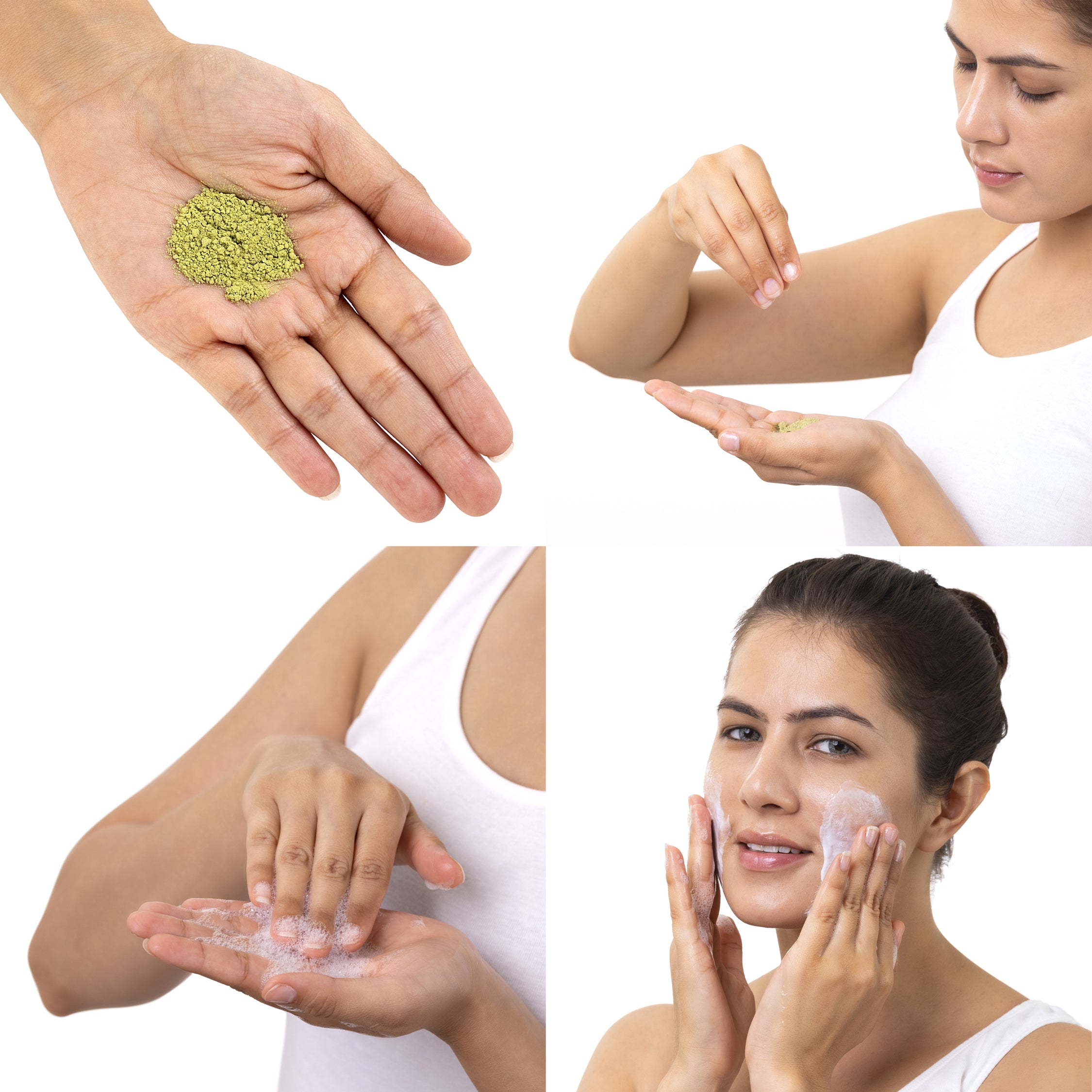 steps of how to use Brillare Powder Face Wash.