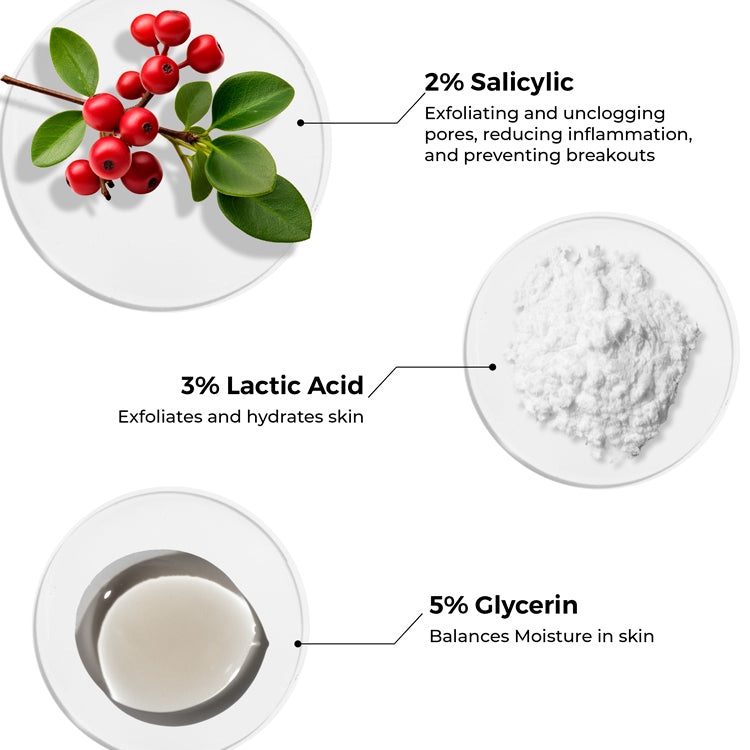 2% Salicylic and 3% Lactic Acid Face Wash for acne prone skin