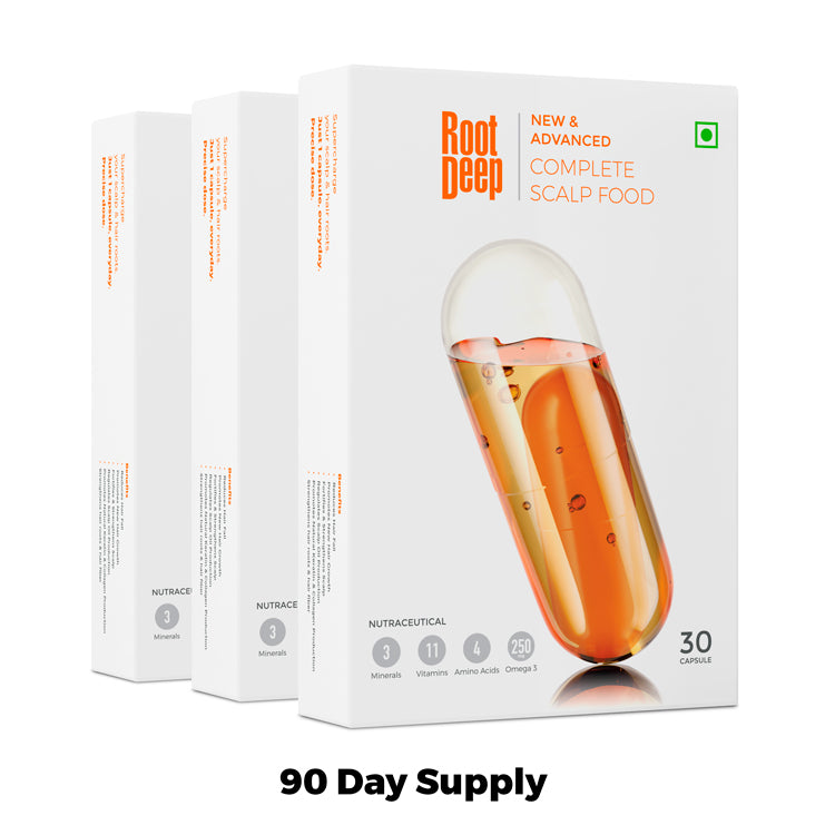 Root Deep Complete Scalp Food For Hair Fall Reduction, Hair Strengthening & Essential Nutrition (90 Day Supply)