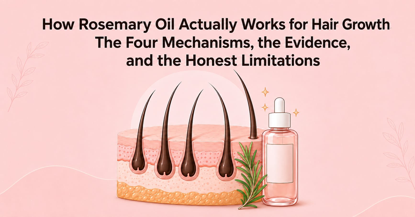 How Rosemary Oil Actually Works for Hair Growth: The Four Mechanisms, the Evidence, and the Honest Limitations