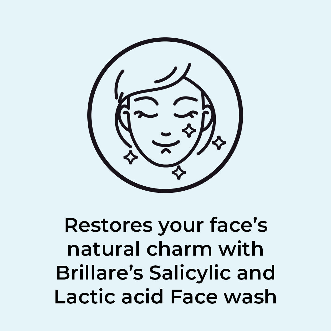Restores your face's natural charm with Brillare's Salicylic and Lactic acid face wash