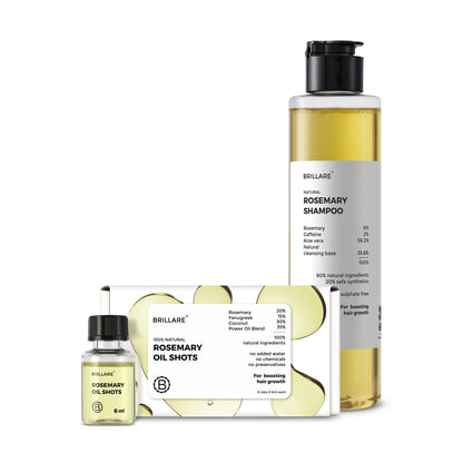 Brillare 100% Natural Rosemary Hair Care Combo-Oil Shots,  Sulphate Free Rosemary Shampoo for Hair Growth