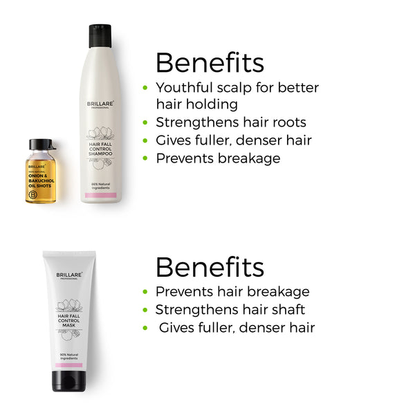 Hair Fall Control Shampoo, Conditioner & Oil Shots with Pink Pouch Combo