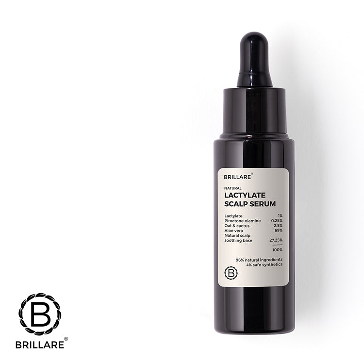 Brillare Lactylate Scalp Serum and Brillare logo.