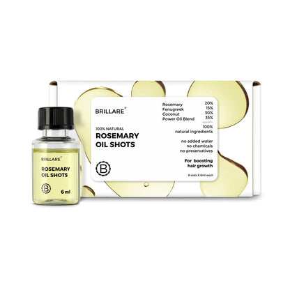 front view of Brillare Rosemary Oil Shots with its outer box against white background.