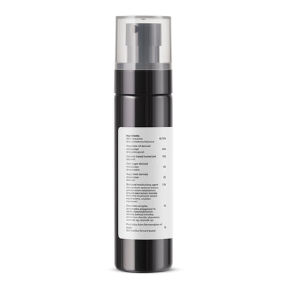 back side label image of Brillare Ceramide &amp; Probiotics Vegan Mucin Serum. Full ingredient list mentioned on the label.