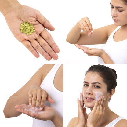 steps of how to use Brillare Powder Face Wash.