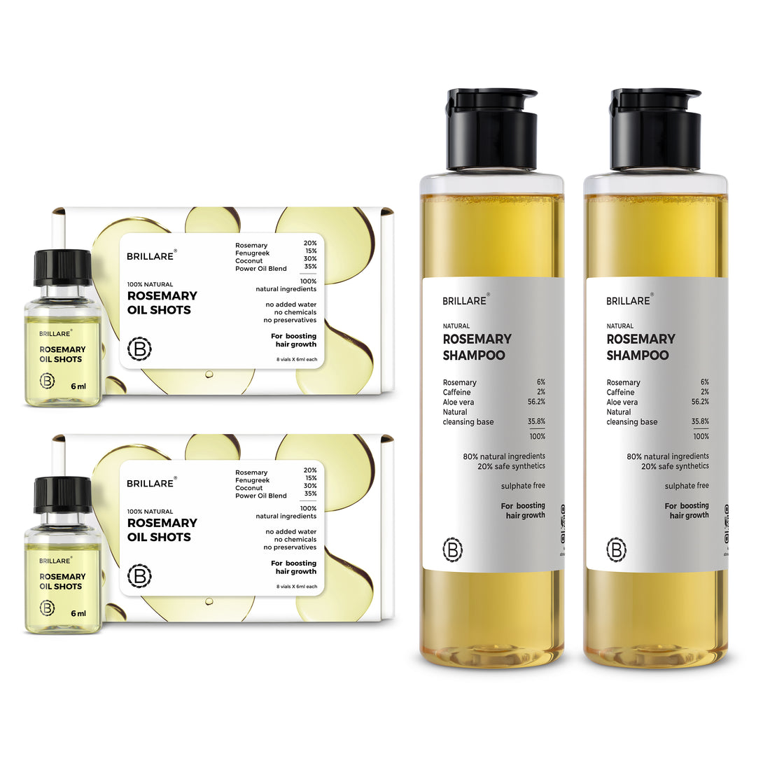 Rosemary Oil Shots with Shampoo For Visible Hair Growth (Pack of 2)