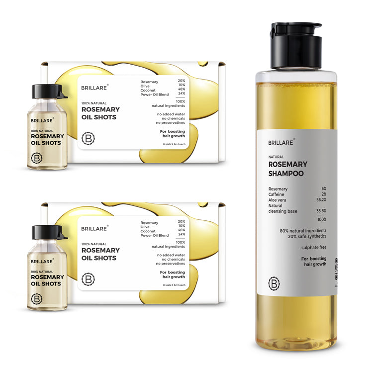 Rosemary Oil Shots (2 Pack) with Shampoo For Visible Hair Growth