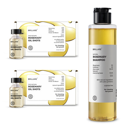Rosemary Oil Shots (2 Pack) with Shampoo For Visible Hair Growth