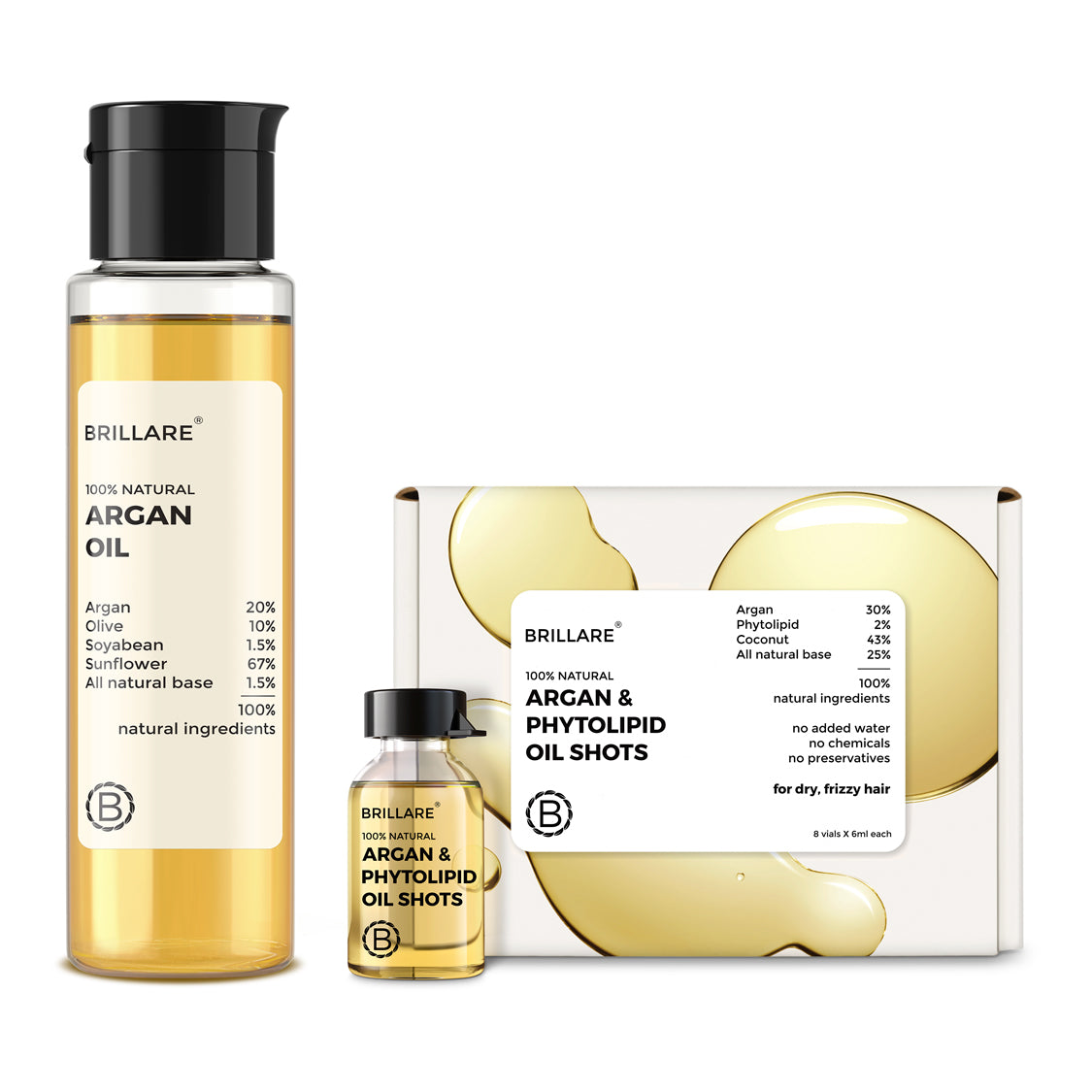 Argan & Phytolipid Oil Shots and Argan Oil Combo For Dry, Frizzy Hair