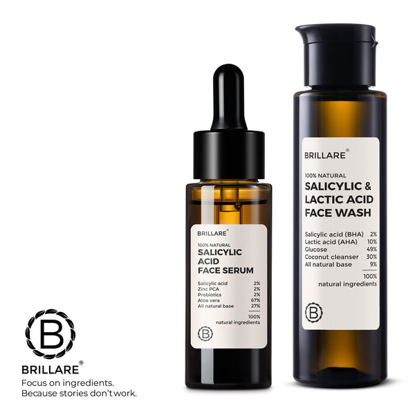 2% Salicylic & 10% Lactic Acid Face Wash & 2 % salicylic acid face serum with Jade Roller combo for acne prone skin