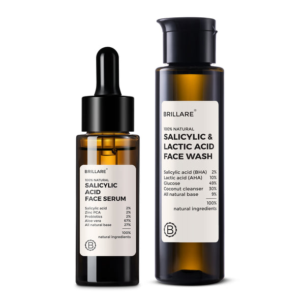 2% Salicylic & 10% Lactic Acid Face Wash & 2 % salicylic acid face serum combo for acne prone skin