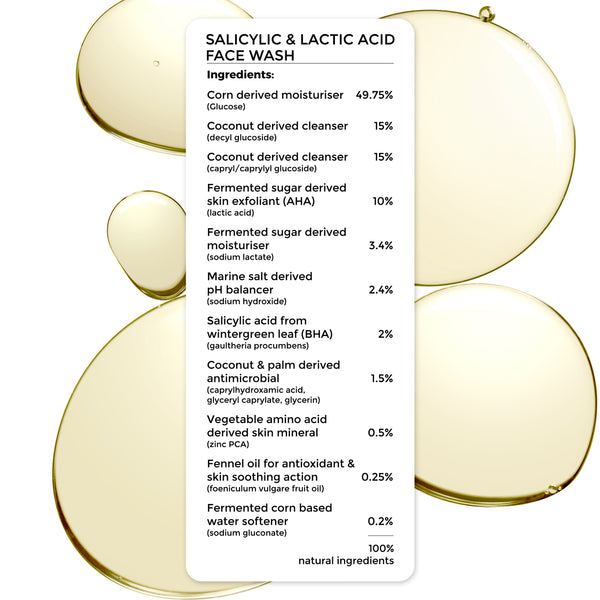 2% Salicylic & 10% Lactic Acid Face Wash & 2 % salicylic acid face serum combo for acne prone skin