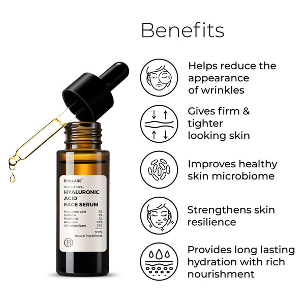 2% Hyaluronic Acid Face Serum & Rose Powder Face Wash (15g) Combo for Ageing Skin