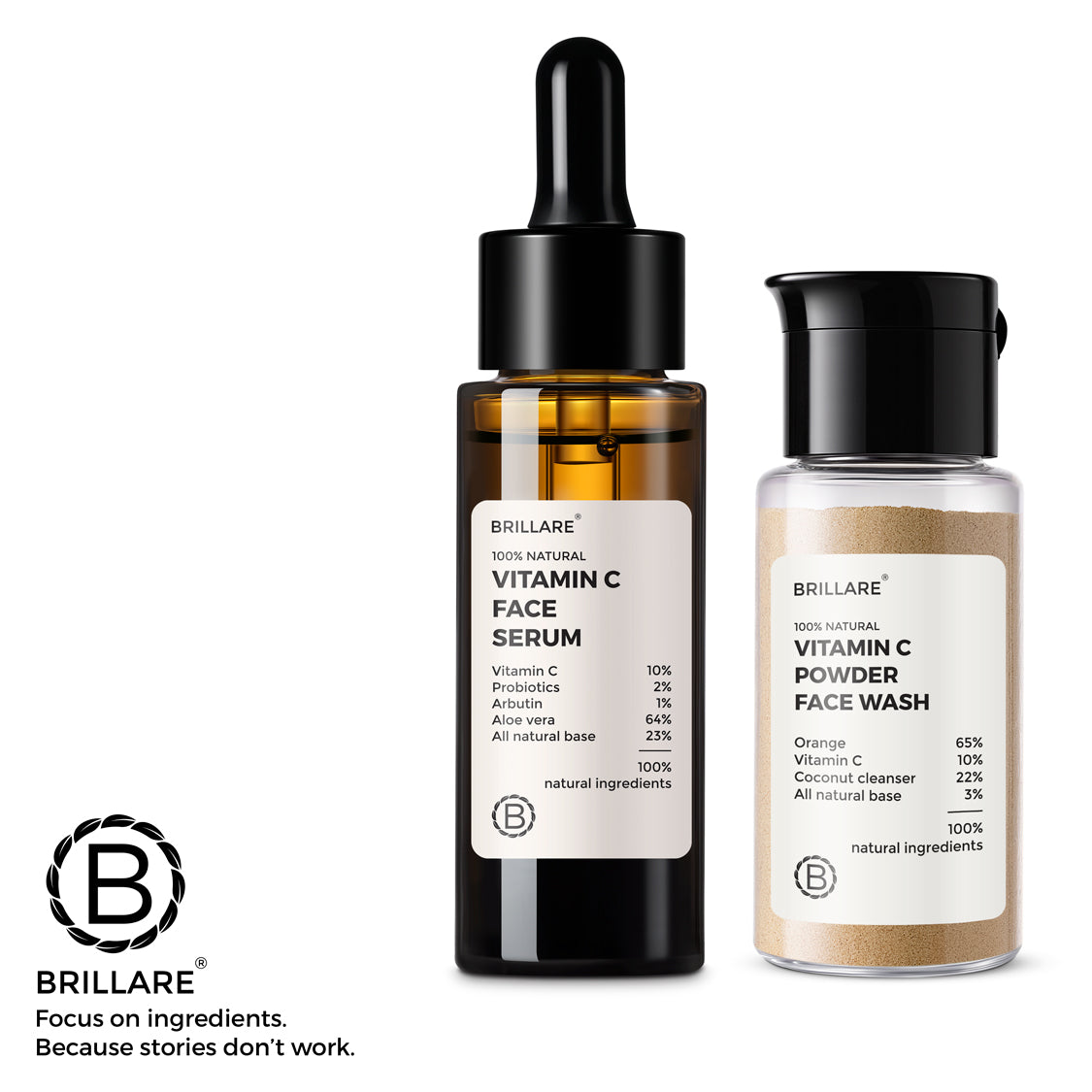 10% Vitamin C Face Serum & Vitamin C Powder Face Wash (15g) Combo for Pigmented Skin