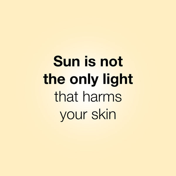 Image which describes that sunlight is not the only source of light that can harm your skin