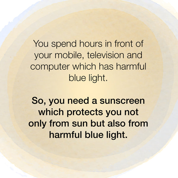 Image which describes that the blue light emitted from digital screen of mobile, computer etc can also have an harmful effect on the skin and sunscreen can protect the skin from it